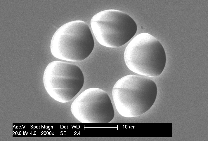 6大孔-大区域-极薄壁-掺锗柚子型光子晶体光纤